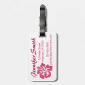 Pink Hawaiian Hibiscus Flower Floral Monogram Bagagelabel (Achterkant verticaal)