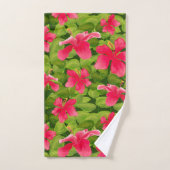 Pink Hawaiian Hibiscus Flower Pattern Towel Bad Handdoek (Handdoek)