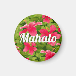 Pink Hawaiian Hibiscus Mahalo Magneet