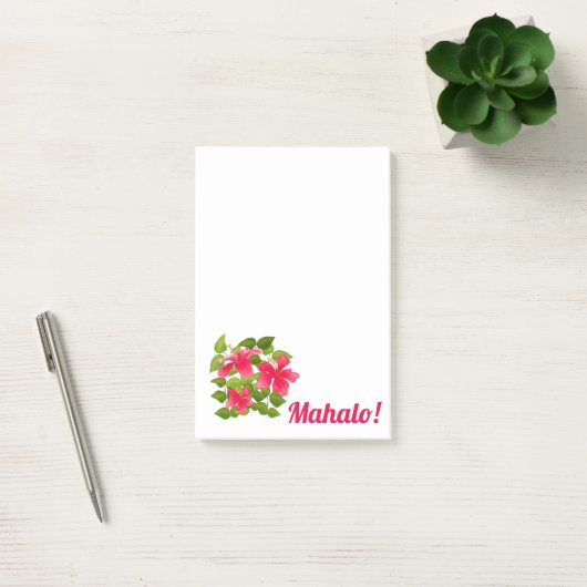 Pink Hawaiian Hibiscus Mahalo Post-it® Notes (Kantoor)
