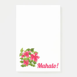 Pink Hawaiian Hibiscus Mahalo Post-it® Notes