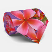 Pink Hawaiian Plumeria Tropical Flowers Paars Stropdas (Opgerold)