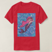 Pink Hazard Mermaid Zentangle T-shirt (Design voorkant)