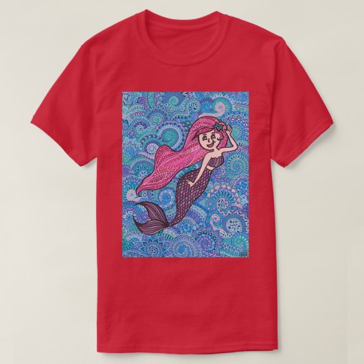 Pink Hazard Mermaid Zentangle T-shirt (Design voorkant)