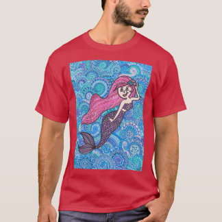 Pink Hazard Mermaid Zentangle T-shirt