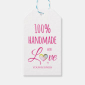 Pink Heart 100% Quote Craft Articles Handmade Cadeaulabel (Voorkant)