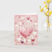 Pink Heart and Flowers Valentijns's Greeting Kaart (Gele Bloem)