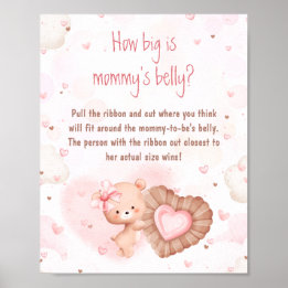Pink Heart Baby shower Hoe groot is de buik van ma Poster
