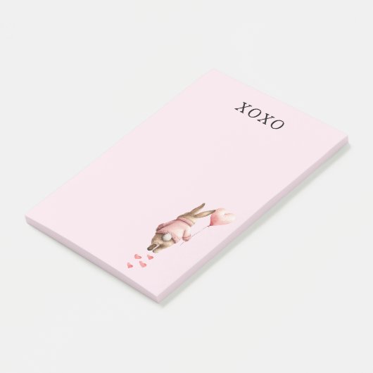 Pink Heart Balloon footsteps Bunny Post-it® Notes (Schuin)