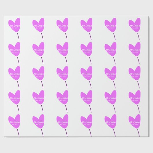 Pink heart balloon Mrs add name est. Add year love Cadeaupapier (Vlak)