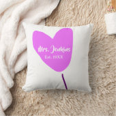 Pink heart balloon Mrs add name est. Add year love Kussen (Deken)
