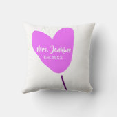 Pink heart balloon Mrs add name est. Add year love Kussen (Achterkant)