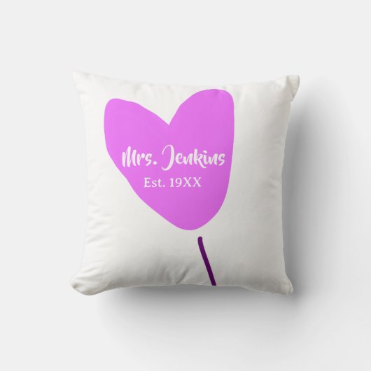 Pink heart balloon Mrs add name est. Add year love Kussen (Voorkant)