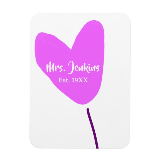 Pink heart balloon Mrs add name est. Add year love Magneet (Verticaal)