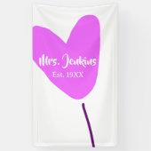 Pink heart balloon Mrs add name est. Add year love Spandoek (Verticaal)