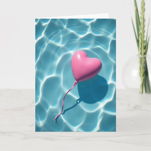 Pink Heart Balloon Summer Card Kaart (Voorkant)