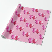Pink Heart Balloons Verjaardag Cadeaupapier (Uitgerold)