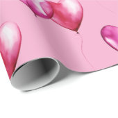 Pink Heart Balloons Verjaardag Cadeaupapier (Rol Hoek)