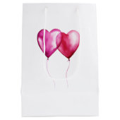 Pink Heart Balloons Verjaardag Medium Cadeauzakje (Achterkant)