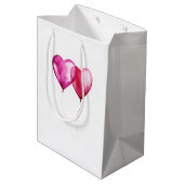 Pink Heart Balloons Verjaardag Medium Cadeauzakje (Achterkant Gekanteld)