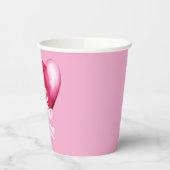 Pink Heart Balloons Verjaardag Papieren Bekers (Links)