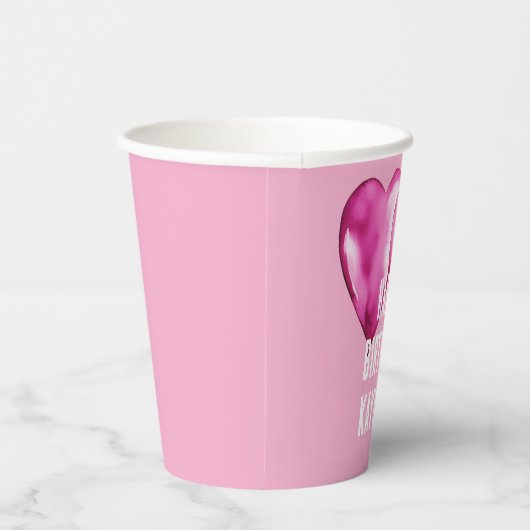 Pink Heart Balloons Verjaardag Papieren Bekers (Rechts)