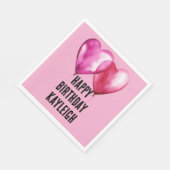 Pink Heart Balloons Verjaardag Servet (Hoek)