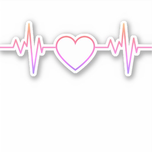 Pink Heart Beat EKG Sticker (Voorkant)