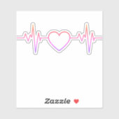 Pink Heart Beat EKG Sticker (Vel)