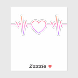 Pink Heart Beat EKG Sticker