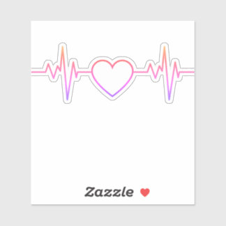 Pink Heart Beat EKG Sticker