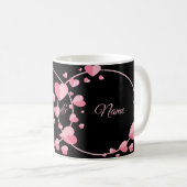 Pink Heart Black Geometric Wedding Party Elegant Koffiemok (Voorkant rechts)