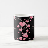 Pink Heart Black Geometric Wedding Party Elegant Koffiemok (Center)