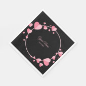 Pink Heart Black Geometric Wedding Party Elegant Servet (Hoek)