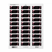 Pink Heart Black Geometric Wedding Return Address Etiket (Full Sheet)