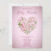 Pink Heart Bloemen Baby shower Uitnodiging (Voorkant)