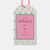 Pink Heart Blooms & Green Heart - Modern Valentine Cadeaulabel (Achterkant)