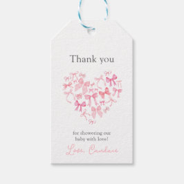 Pink Heart Bow Baby shower dank u gast gunst Cadeaulabel
