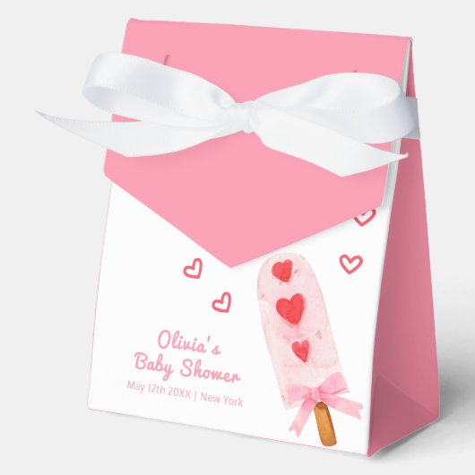 Pink Heart Bow Ice Cream Popcicle Baby shower Bedankdoosjes (Voorkant)