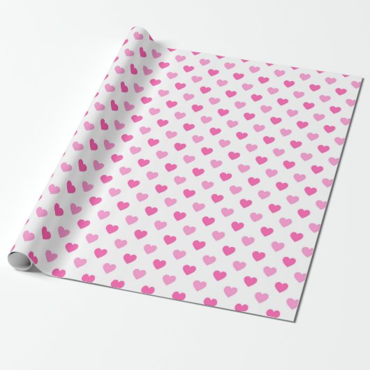 Pink Heart Breast Cancer Awareness Pattern Cadeaupapier (Uitgerold)