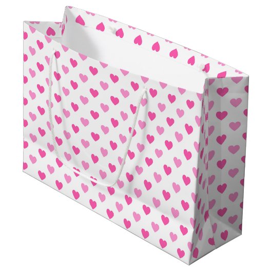 Pink Heart Breast Cancer Awareness Pattern Groot Cadeauzakje (Voorkant Gekanteld)