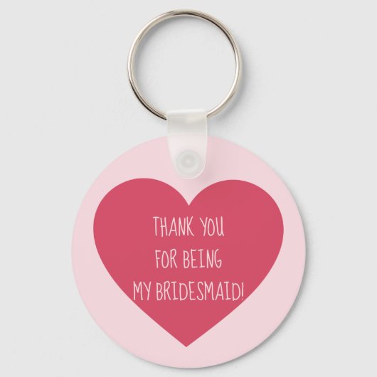 Pink Heart Bridesmaid bedankt Sleutelhanger (Voorkant)