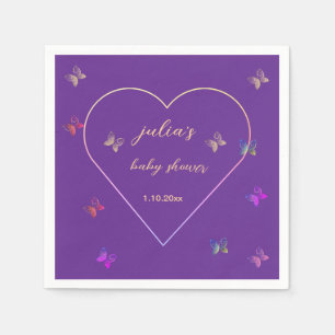 Pink Heart Butterfly meisje baby shower Uitnodigin Servet