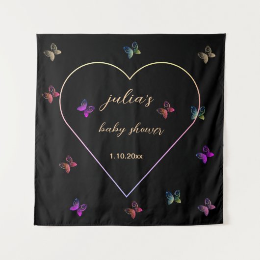 Pink Heart Butterfly meisje baby shower Wandkleed (Voorkant)