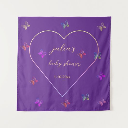 Pink Heart Butterfly meisje baby shower Wandkleed (Voorkant)