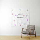 Pink Heart Butterfly meisje baby shower Wandkleed (In situ)