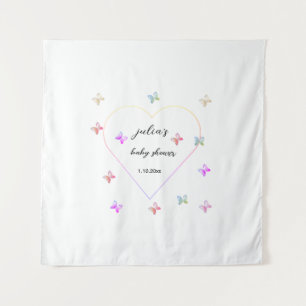 Pink Heart Butterfly meisje baby shower Wandkleed