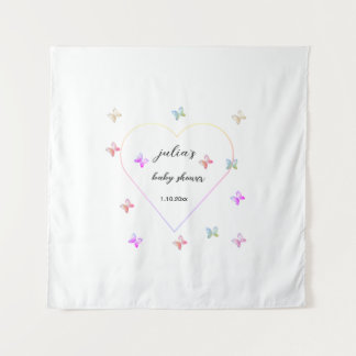 Pink Heart Butterfly meisje baby shower Wandkleed