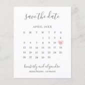 Pink Heart Calender Budget Weddenschap Save the Da (Voorkant)