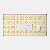 Pink Heart Checkered Pattern Valentijnsdag Bureaumat (Keyboard & Muis)